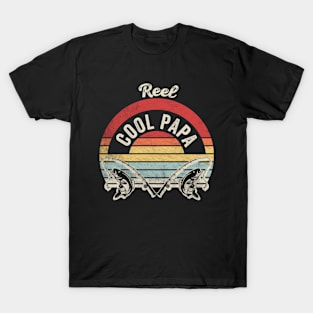 Retro Vintage Reel Cool Papa Funny Fishing Rod Gift For Fisherman Dad Grandpa Husband T-Shirt